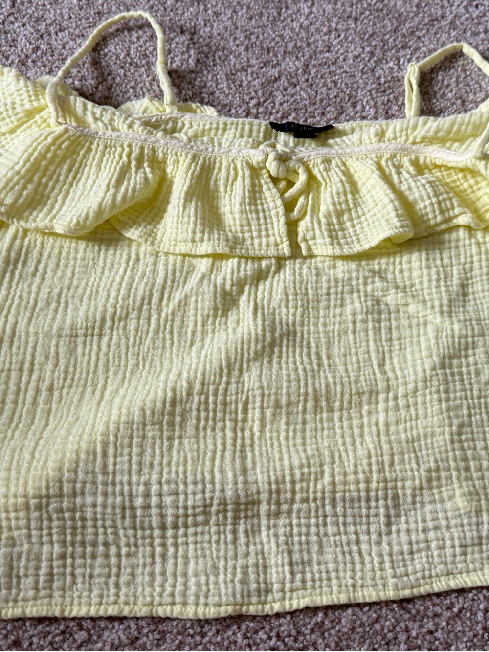 J Crew Bright Yellow Ruffled Textured Gauze Cami Top
